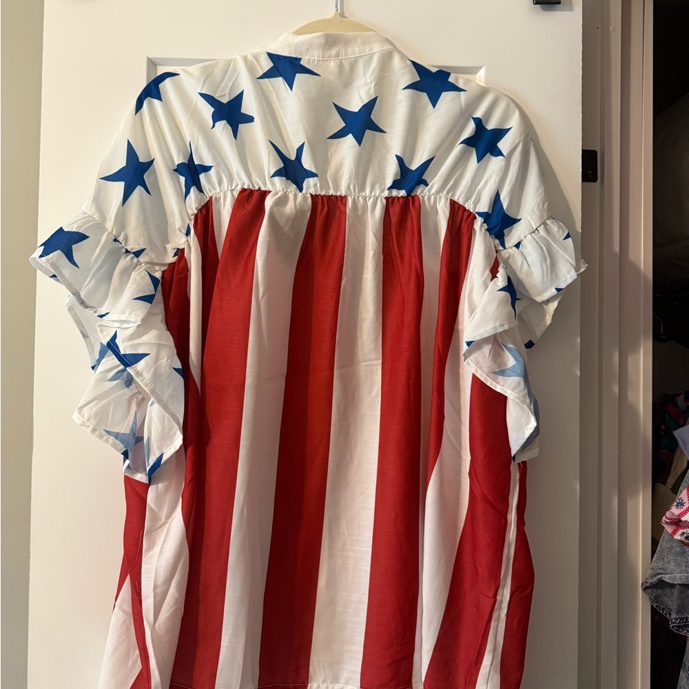 Bibi Women’s Patriotic Star and Stripe Shirt - Picture 3 of 3